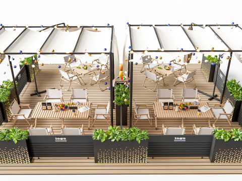 Outdoor Cafe and Restaurant Seating Elements 2 3D 모델