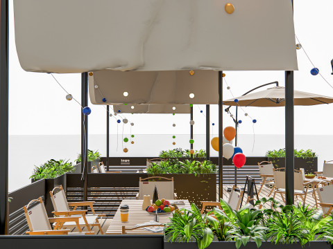 Outdoor Cafe and Restaurant Seating Elements 2 3D 모델