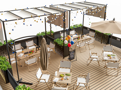 Outdoor Cafe and Restaurant Seating Elements 2 3D 모델
