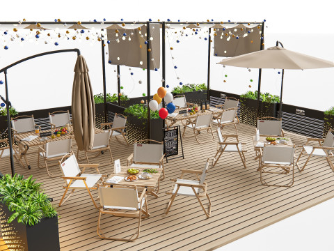 Outdoor Cafe and Restaurant Seating Elements 2 3D 모델