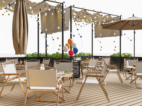 Outdoor Cafe and Restaurant Seating Elements 2 3D 모델