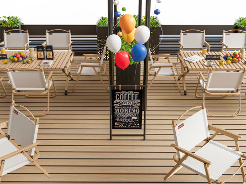 Outdoor Cafe and Restaurant Seating Elements 2 3D 모델