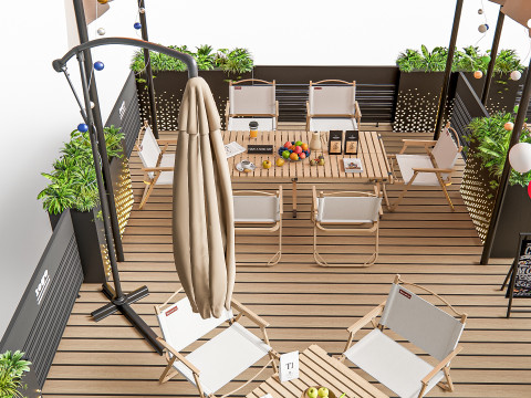Outdoor Cafe and Restaurant Seating Elements 2 3D 모델