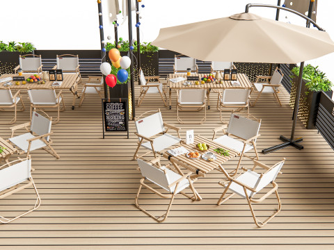 Outdoor Cafe and Restaurant Seating Elements 2 3D 모델