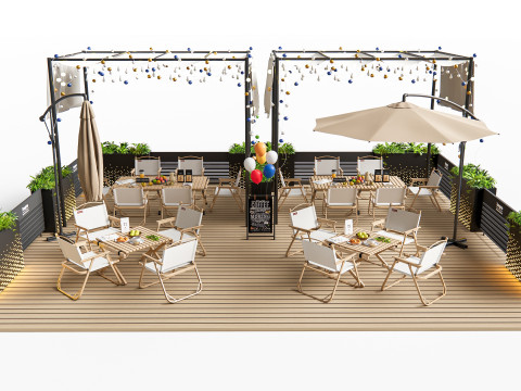 Outdoor Cafe and Restaurant Seating Elements 2 3D 모델