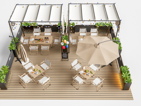 Outdoor Cafe and Restaurant Seating Elements 2 3D 모델