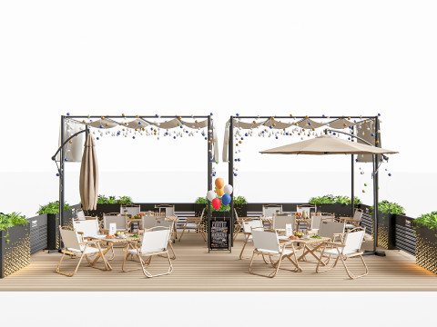 Outdoor Cafe and Restaurant Seating Elements 2 3D 모델