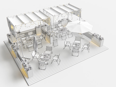 Outdoor Cafe and Restaurant Seating Elements 2 3D 모델