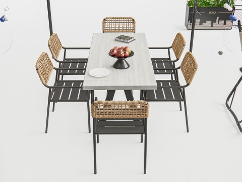 Outdoor Cafe and Restaurant Seating Elements 3 Modelo 3D