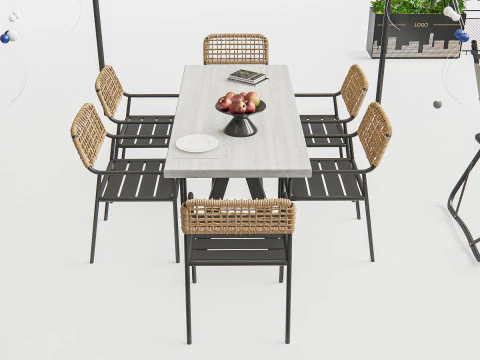 Elementi di seduta per bar e ristoranti all'aperto 3 Modello 3D