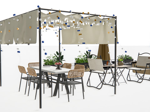 Outdoor Cafe and Restaurant Seating Elements 3 Modelo 3D