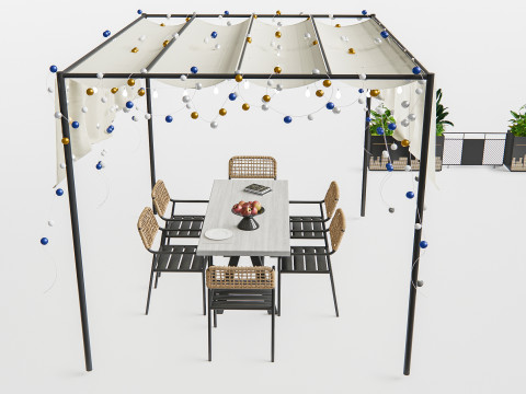 Outdoor Cafe and Restaurant Seating Elements 3 Modelo 3D