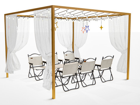 Outdoor Cafe and Restaurant Seating Elements 3 Modelo 3D