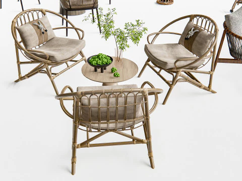 Elementi di seduta per bar e ristoranti all'aperto 3 Modello 3D