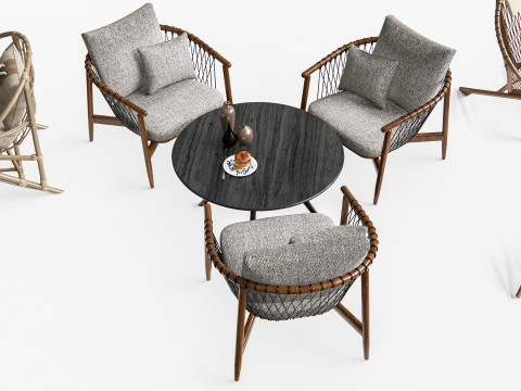 Outdoor Cafe and Restaurant Seating Elements 3 Modelo 3D