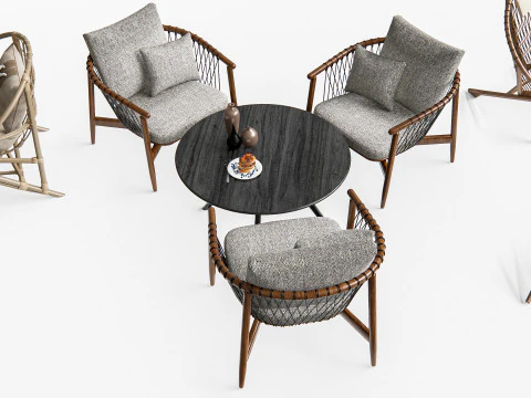 Elementi di seduta per bar e ristoranti all'aperto 3 Modello 3D