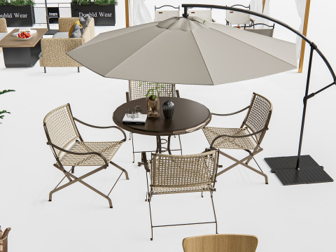 Outdoor Cafe and Restaurant Seating Elements 3 Modelo 3D
