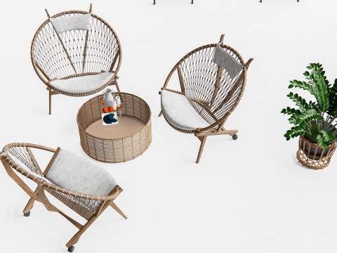 Outdoor Cafe and Restaurant Seating Elements 3 Modelo 3D