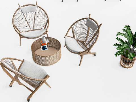 Elementi di seduta per bar e ristoranti all'aperto 3 Modello 3D