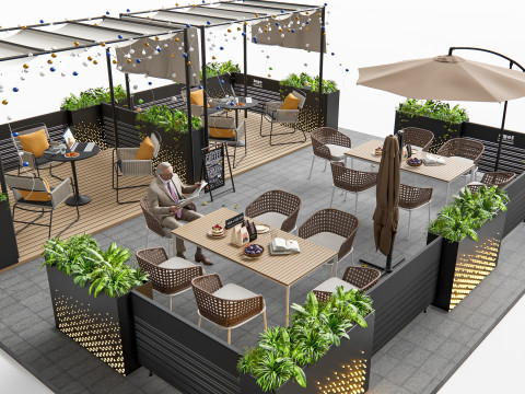 Outdoor Cafe and Restaurant Seating Elements 4 3D Модель