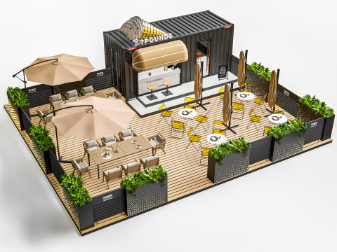 Outdoor Cafe and Restaurant Seating Elements 5 Model 3D