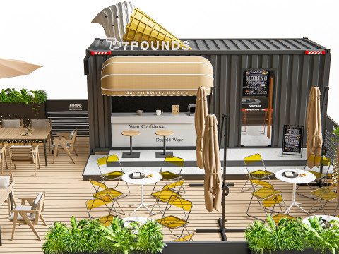 Outdoor Cafe and Restaurant Seating Elements 5 3Dモデル
