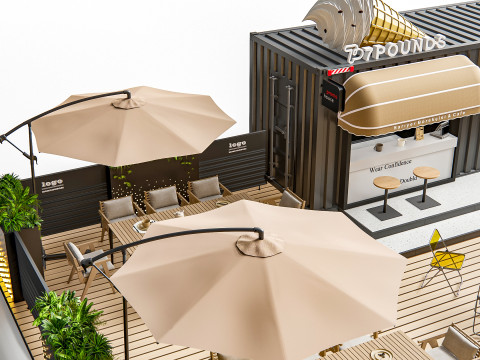 Outdoor Cafe and Restaurant Seating Elements 5 3Dモデル