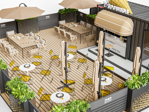 Outdoor Cafe and Restaurant Seating Elements 5 3Dモデル