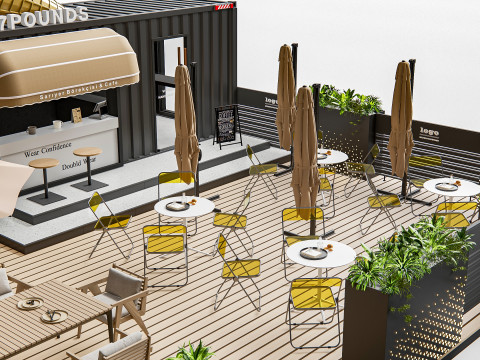 Outdoor Cafe and Restaurant Seating Elements 5 3Dモデル