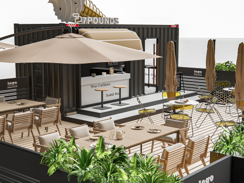 Outdoor Cafe and Restaurant Seating Elements 5 3Dモデル