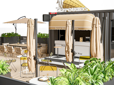 Outdoor Cafe and Restaurant Seating Elements 5 3Dモデル