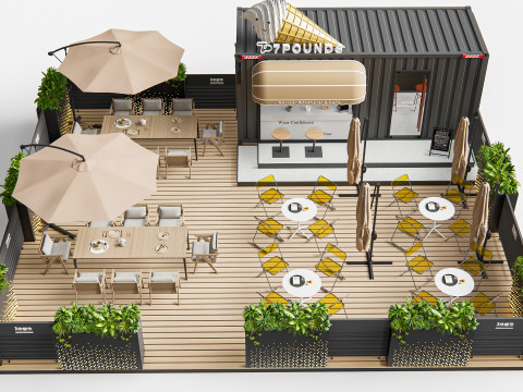 Outdoor Cafe and Restaurant Seating Elements 5 3Dモデル
