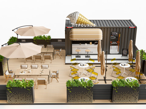 Outdoor Cafe and Restaurant Seating Elements 5 3Dモデル
