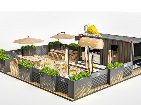 Outdoor Cafe and Restaurant Seating Elements 5 3Dモデル