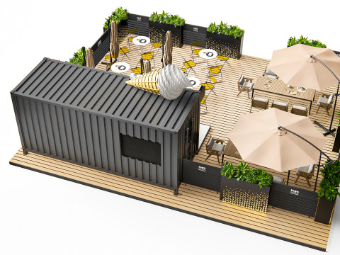 Outdoor Cafe and Restaurant Seating Elements 5 3Dモデル