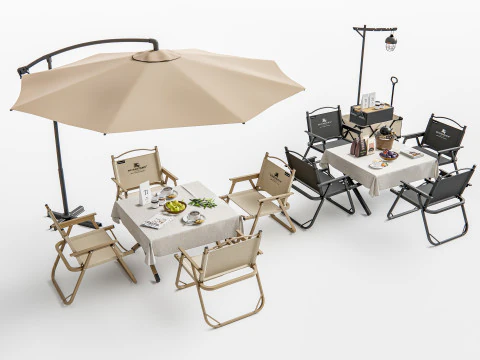 야외 테이블과 의자 1 3D 모델