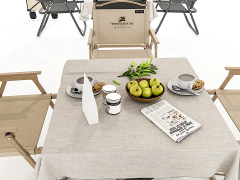 Mesa e cadeiras ao ar livre 1 Modelo 3D