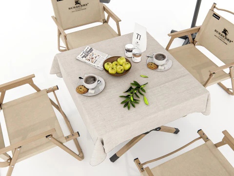 Mesa e cadeiras ao ar livre 1 Modelo 3D