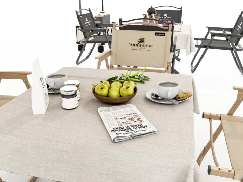 Mesa e cadeiras ao ar livre 1 Modelo 3D