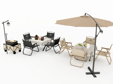 Mesa e cadeiras ao ar livre 1 Modelo 3D