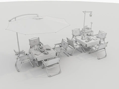 Mesa e cadeiras ao ar livre 1 Modelo 3D