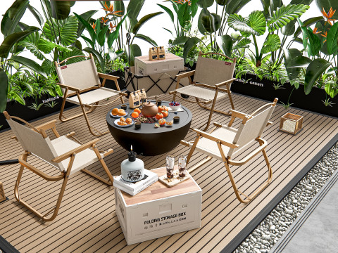 Outdoor table and chairs 2 Modello 3D