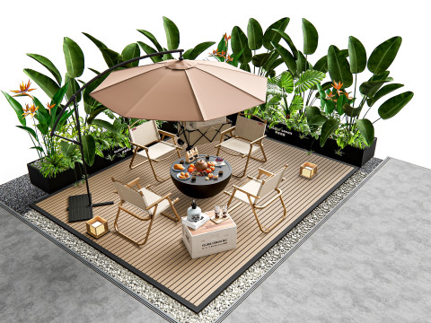 Outdoor table and chairs 2 Modello 3D
