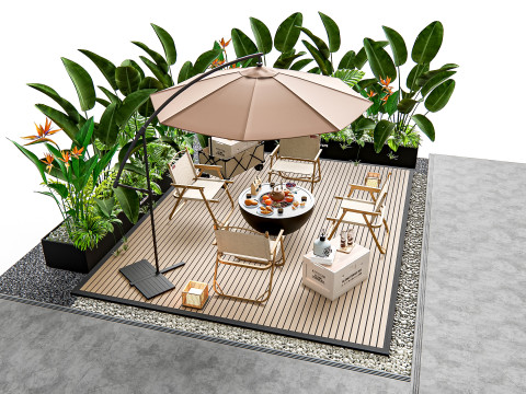 Outdoor table and chairs 2 Modello 3D