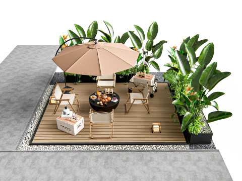 Outdoor table and chairs 2 Modello 3D