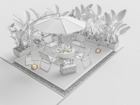 Outdoor table and chairs 2 Modello 3D