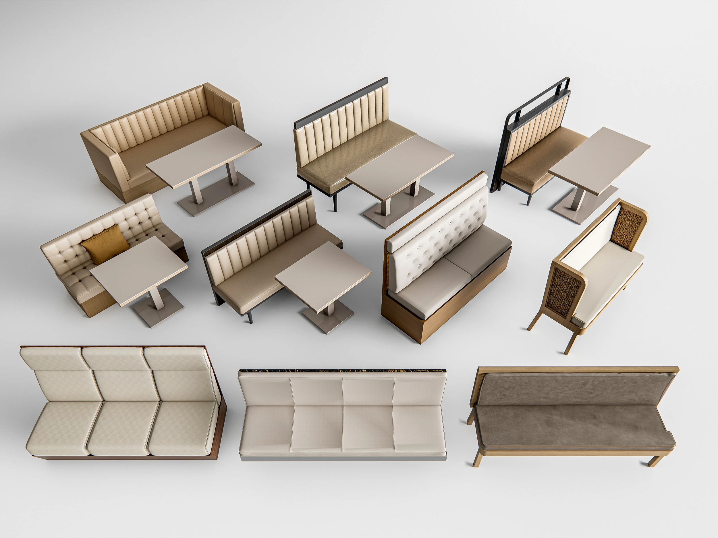Restaurant seating sofa 1 3D Model .c4d .max .obj .3ds .fbx .stl .blend