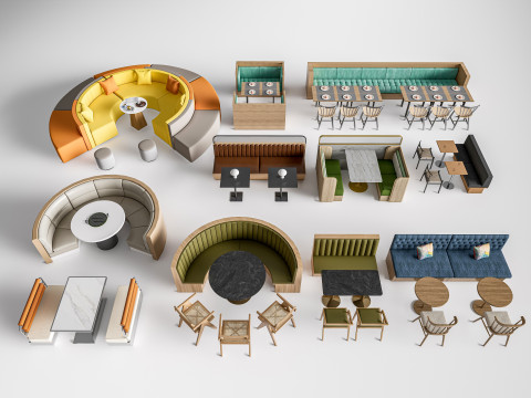 Restaurant seating sofa 2 3D Model