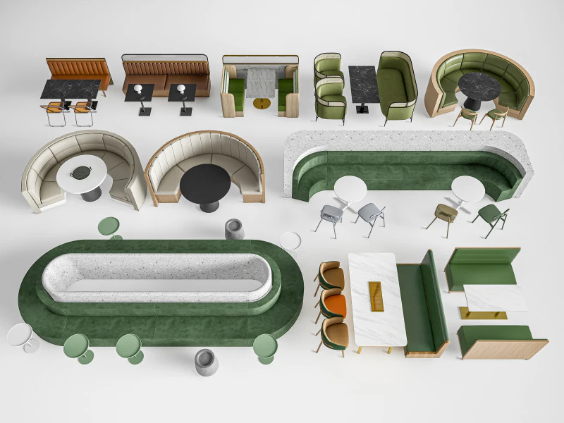 Restaurantzitbank 3 3D Model .c4d .max .obj .3ds .fbx .stl .blend 