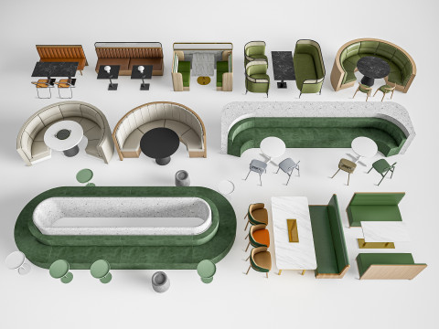 Restaurant seating sofa 3 3D Model